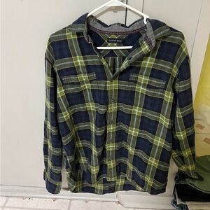 Land's End Green and Blue Plaid Shirt